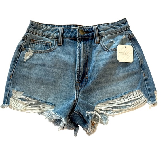 Altar'd State Pants - Altar’d State High Rise Distressed Denim Shorts Medium Wash Size 24